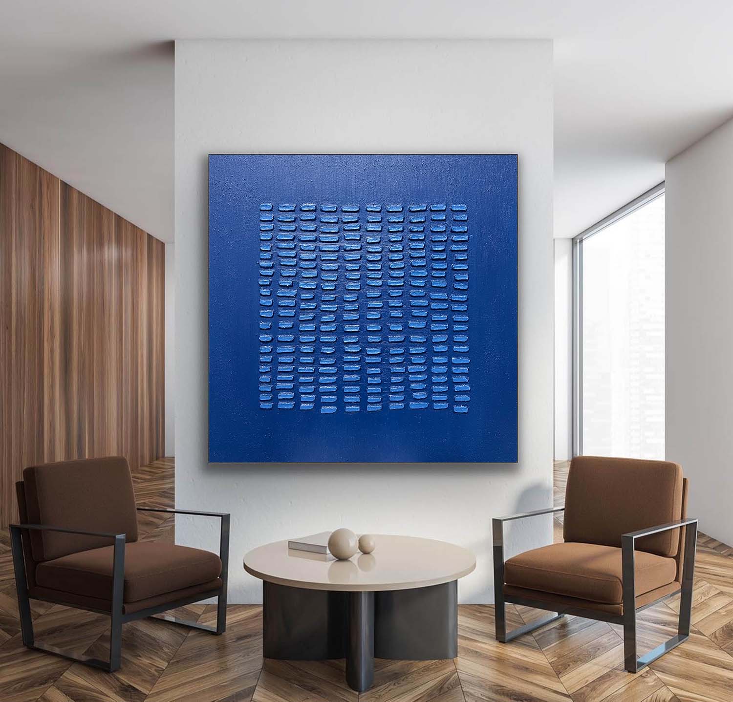 Large Blue 3D Texture Painting Blue Minimalist Wall Art Blue Abstract Canvas Art Blue Oil Painting