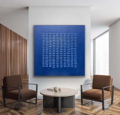 Large Blue 3D Texture Painting Blue Minimalist Wall Art Blue Abstract Canvas Art Blue Oil Painting