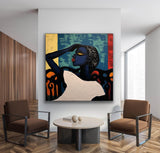 Abstract Woman Art on Canvas Abstract Woman Textured Painting Abstract Lady Bedroom Wall Art