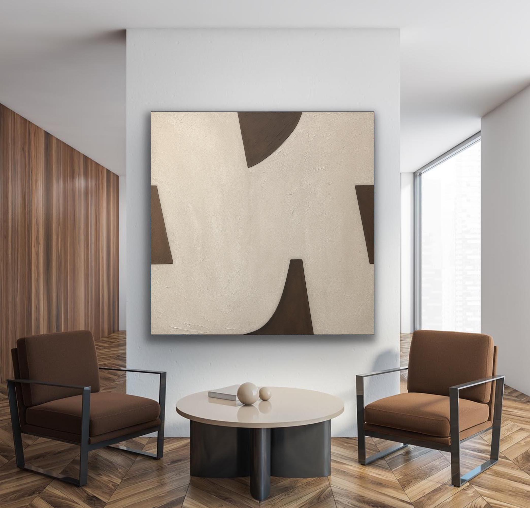 Beige and Brown Minimalistic Wall Painting Beige and Brown Texture Abstract Art Modern Wall Art