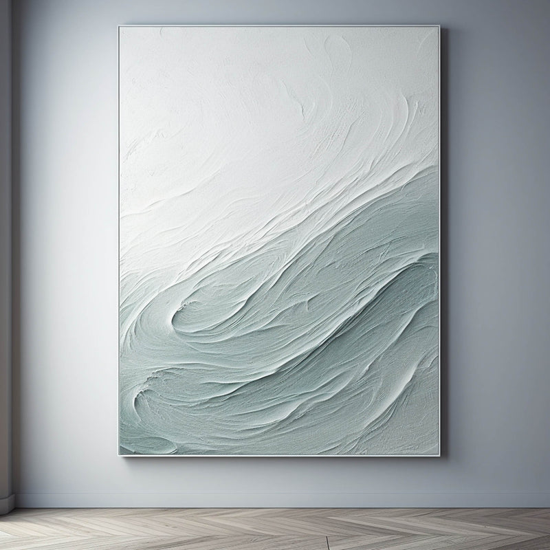 White and Green Sea Abstract Art Canvas White and Green Sea Textured Abstract Painting Sea Wall Art