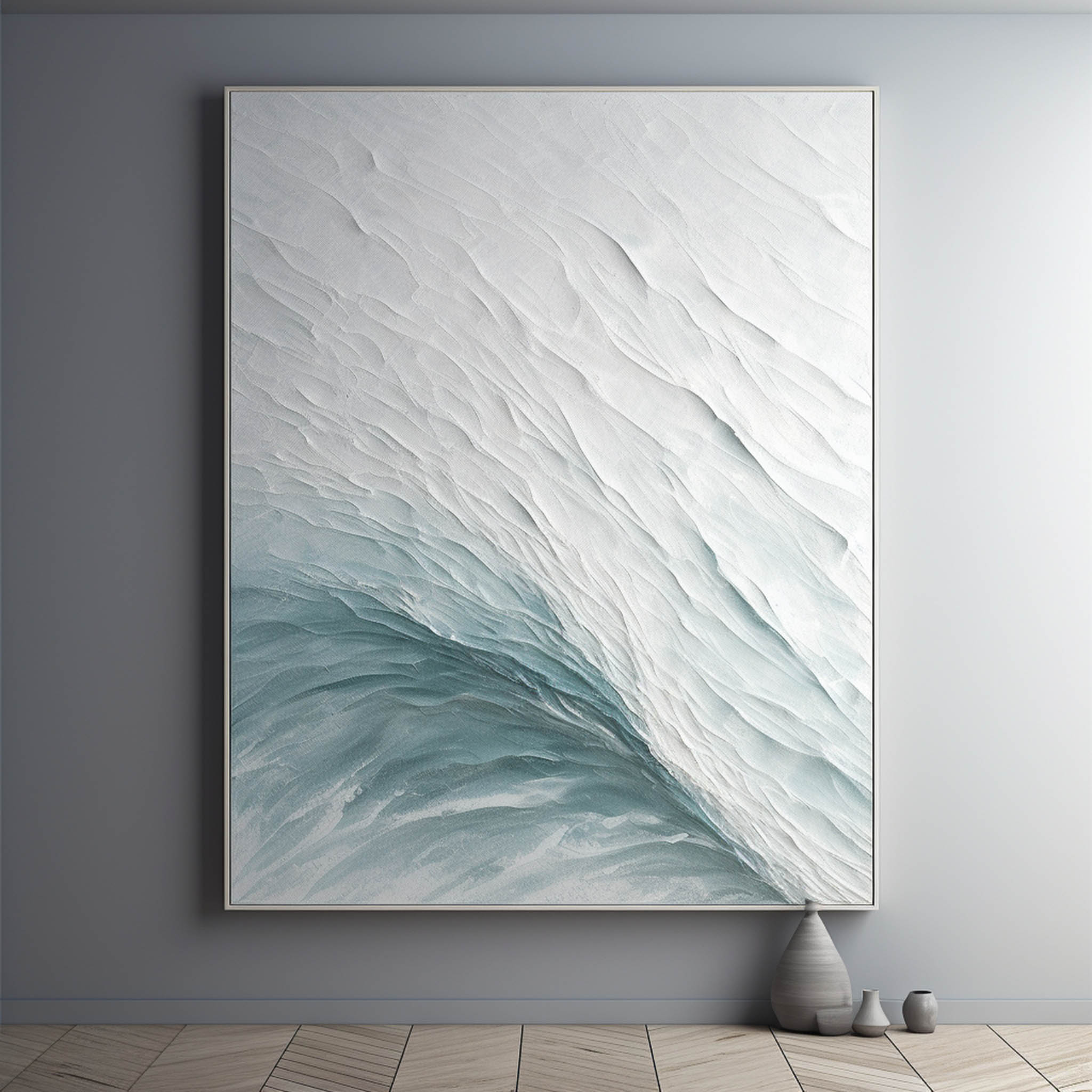 Large White Wave Texture Painting Entrance Wave Wall Art Sea View Room Wall Decoration Painting