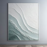 Large Wave Texture Painting Light Blue Wave Canvas Art Navy Blue Wave Minimalist Wall Art