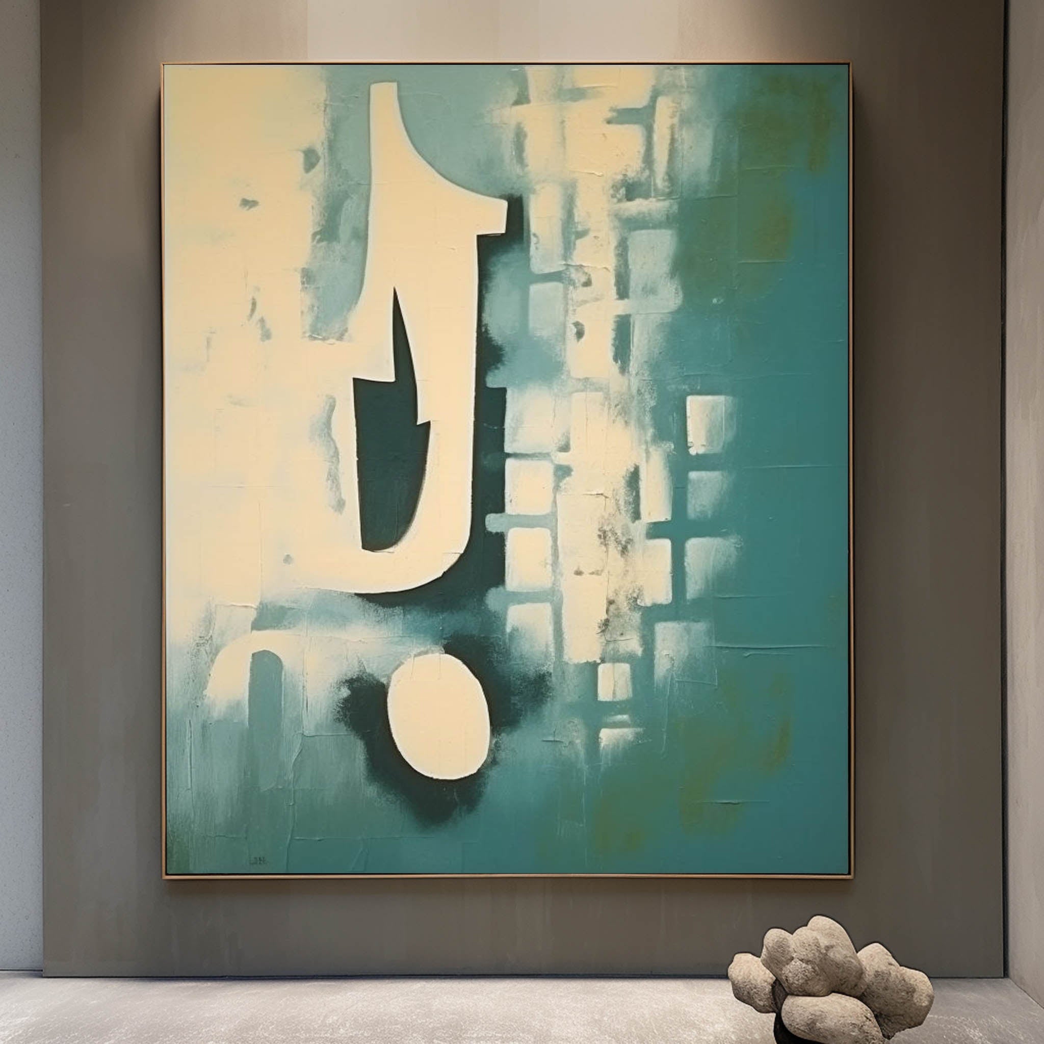 Large Blue And White Minimalist Abstract Art Wabi Sabi Wall Art Blue And White Canvas Oil Painting