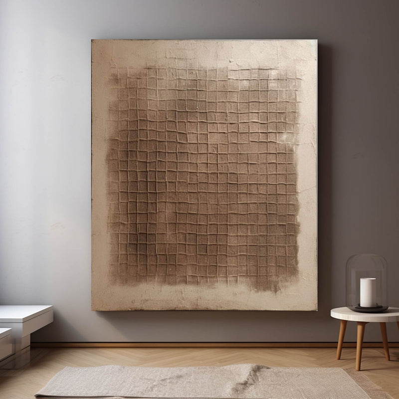 Large Brown and Beige Minimalist Textured Painting Wabi Sabi Art Brown Beige Minimalist Wall Art