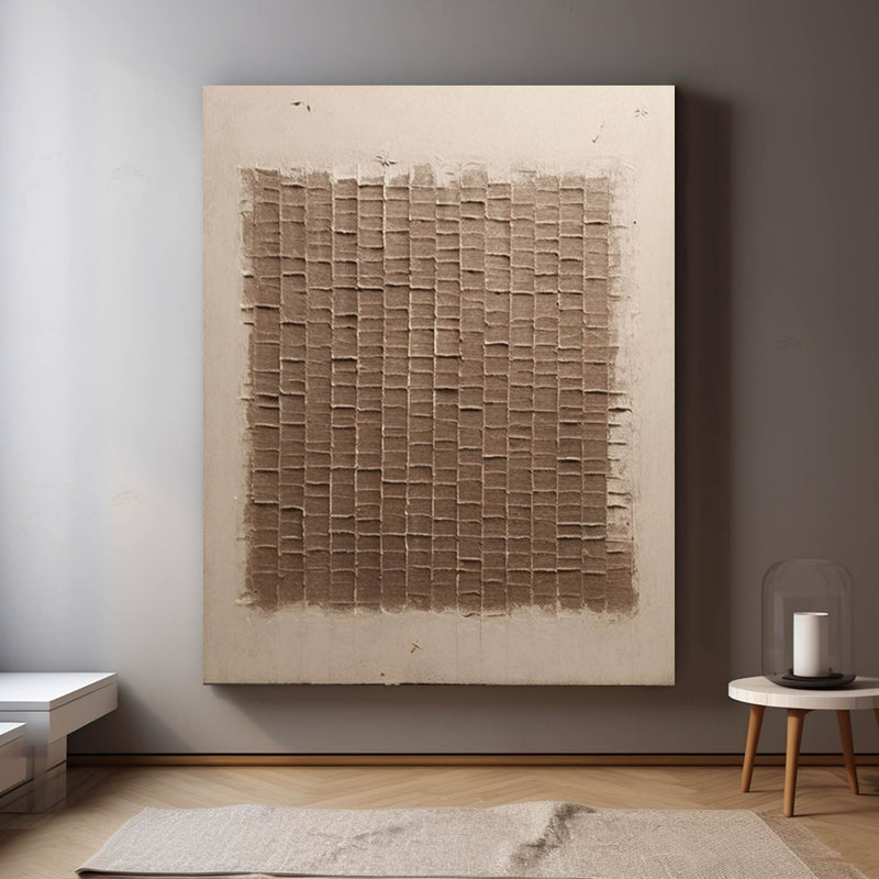 Large Brown and Beige Abstract Textured Canvas Art Wabi-Sabi Wall Art Earthy Minimalist Wall Art