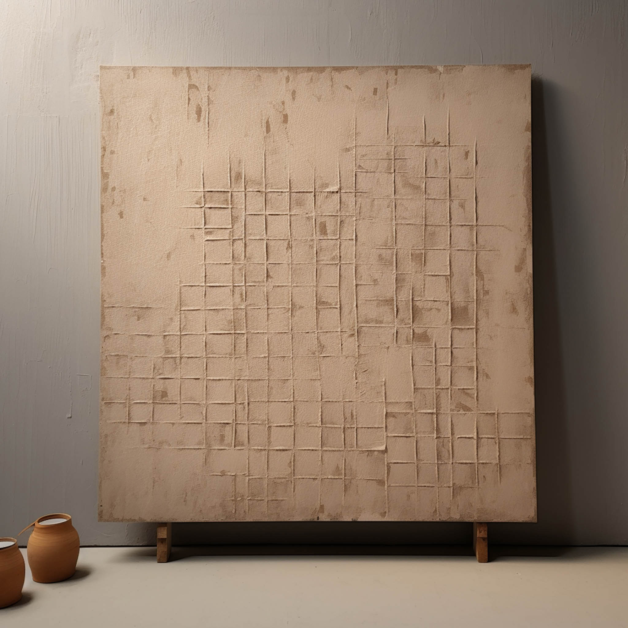 Large Beige Abstract Art On Canvas Beige Minimalist Texture Painting Wabi Sabi Artist Wall Decor
