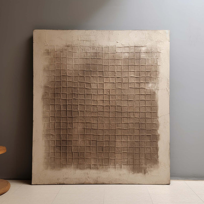 Large Brown and Beige Minimalist Textured Painting Wabi Sabi Art Brown Beige Minimalist Wall Art