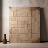 Large Beige Abstract Texture Painting Wabi-Sabi Art Canvas Beige Abstract Art on Canvas for Sale