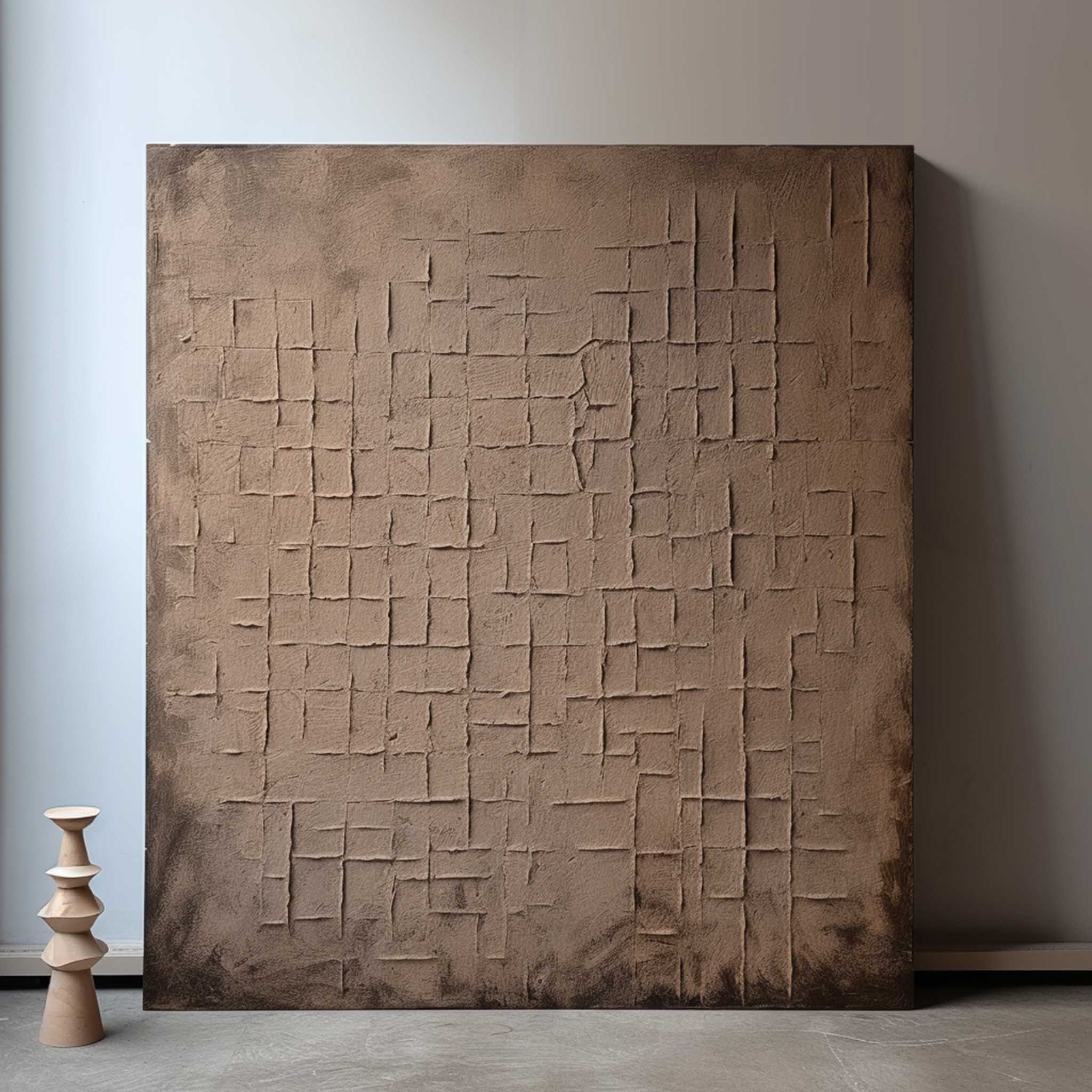 Dark Brown Abstract Texture Painting Wabi-sabi Art Wall Decor Dark Brown Texture Art on Canvas