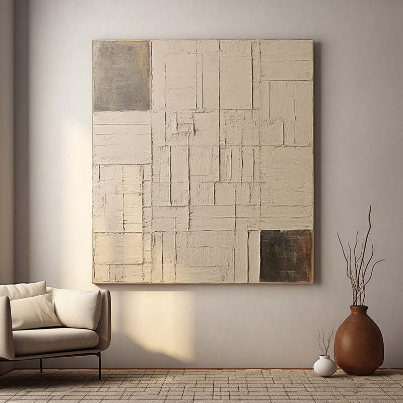 Large Beige Texture Painting Beige Abstract Minimalist Canvas Art Beige Minimalist Wall Art
