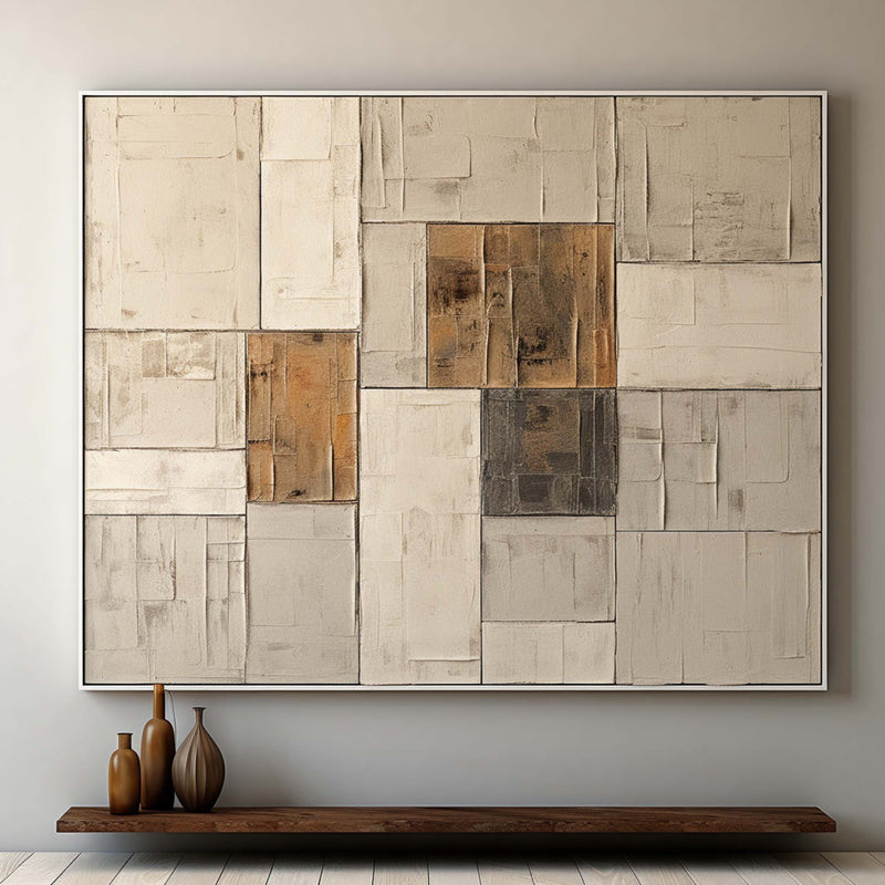 Large Beige Canvas Wall Art Beige Abstract Minimalist Art Beige Abstract Art on Canvas for Sale