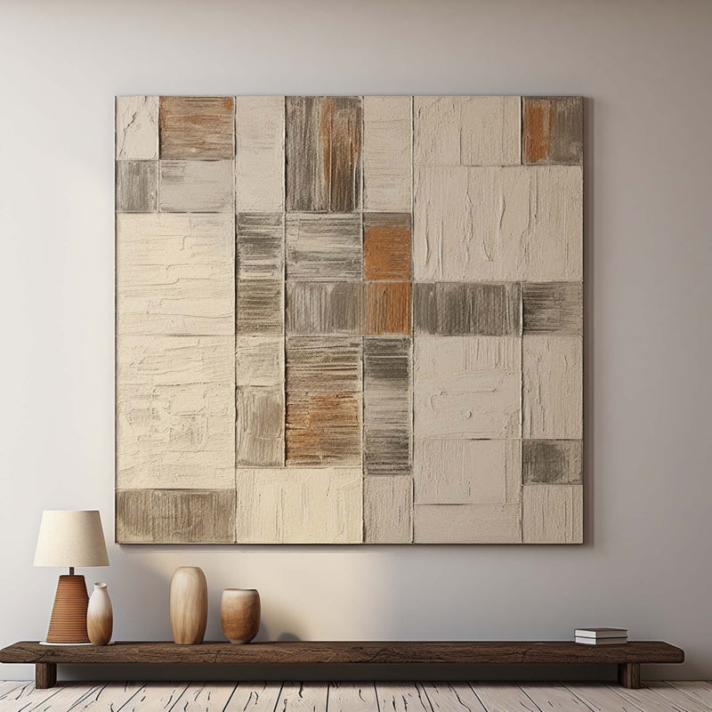 Beige and Brown Modern Minimalist Wall Art Wabi Sabi Art Decor Textured Abstract Canvas Painting