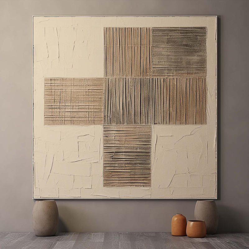 Large Brown And Beige Minimalist Wall Art Brown And Beige Texture Painting Wabi Sabi Home Decor