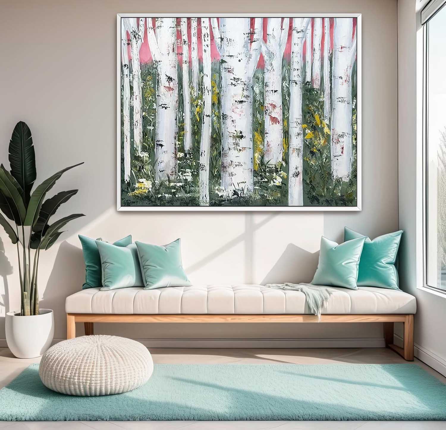 Large Birch Tree Wall Art Decor for Sale Birch Tree Texture Painting Birch Tree Art on Canvas