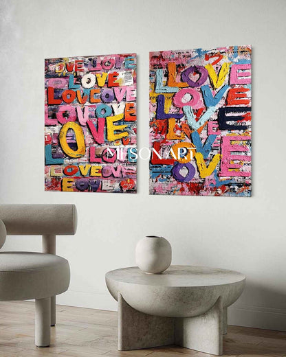 2-piece LOVE wall art decoration Newlywed room decoration ideas Valentine's Day LOVE art gift