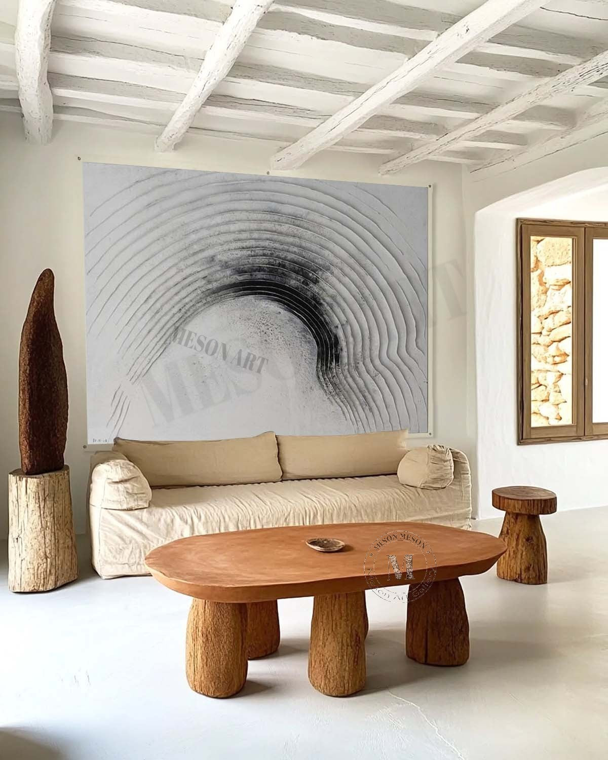 Large 3D Black and White Minimalist Paintings for Sale Black and White Textured Wall Art Decor