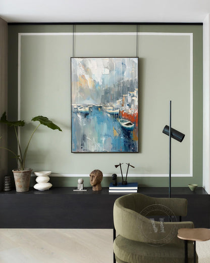 Sailboat Canvas Art for Sale Boat Abstract Wall Art Decor Wooden Boat Palette Oil Painting