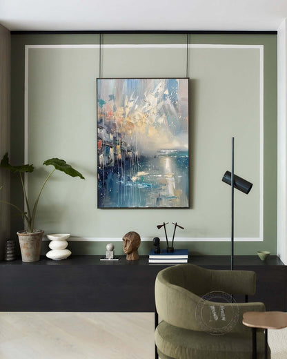 Seaside City Scenery Textured Canvas Art for Sale Seaside Scenery Abstract Wall Art Decor