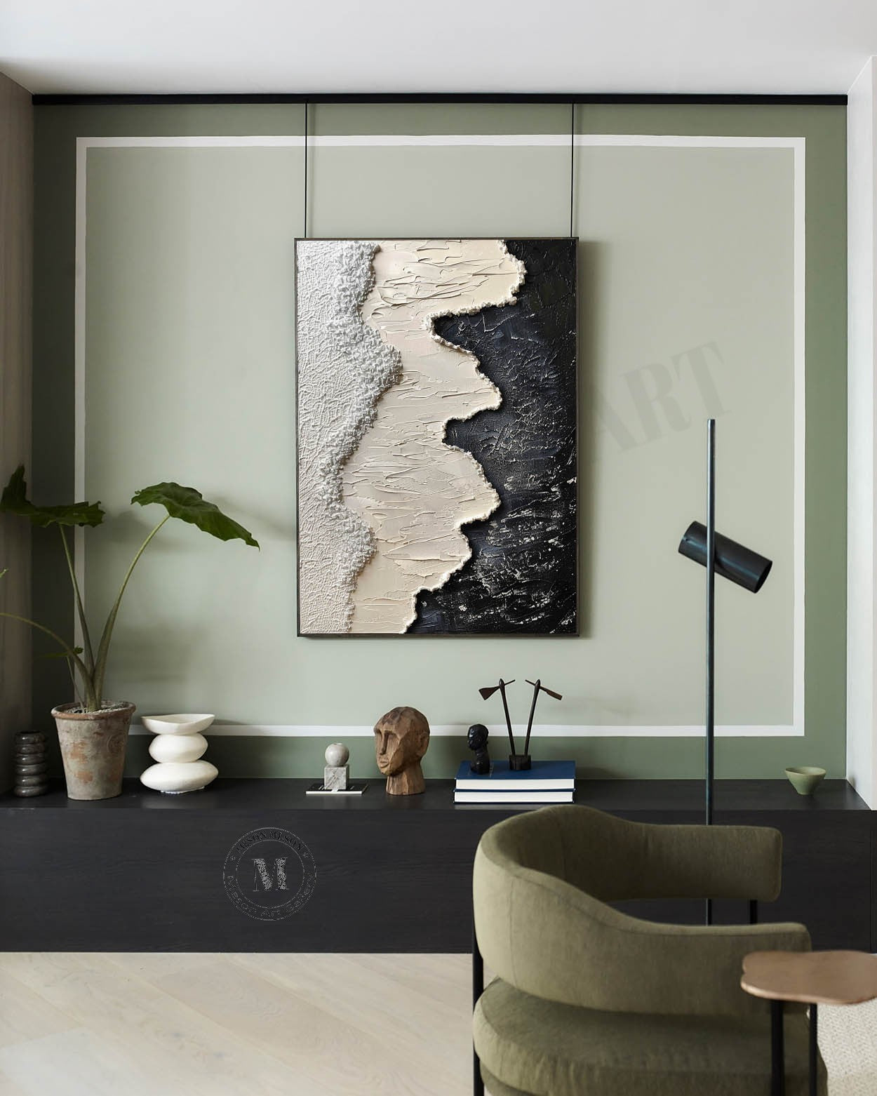 3D Black and White Ocean Waves Beach Canvas Art for Sale Black and White Texture Painting