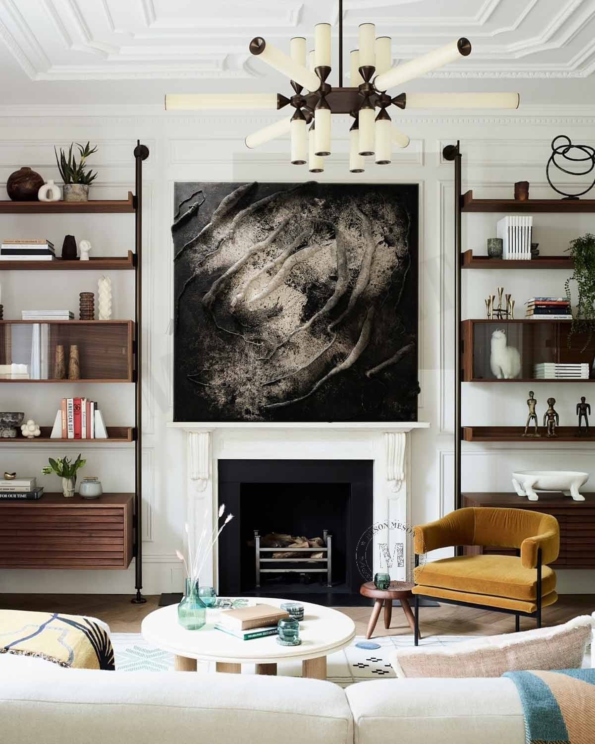 Large 3D Black Minimalist Textured Painting for Sale Black Textured Canvas Wall Art Decor