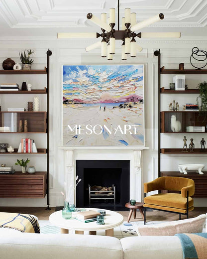 Buy White Impasto Winter Art Abstract Oil Painting Framed Wall Decor