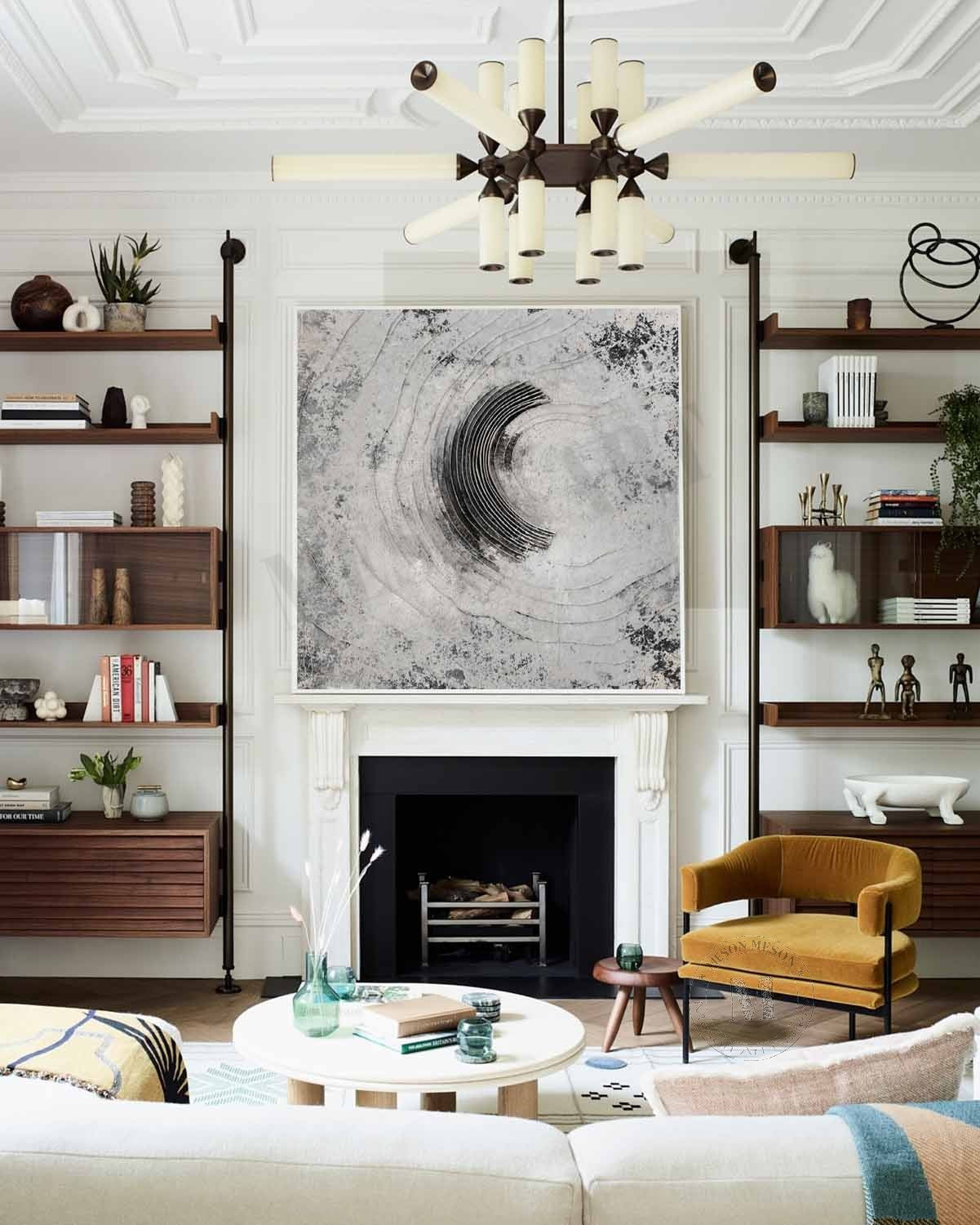 Large 3D Grey Texture Painting Grey Abstract Canvas Wall Decor Art For Sale