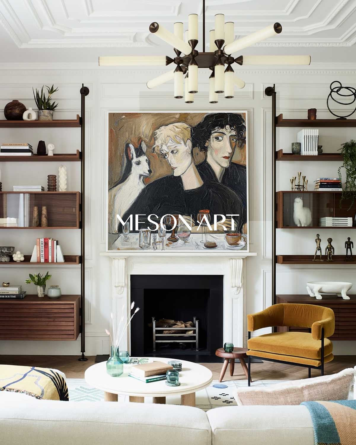 Modern Expressionist Art Portrait Painting Large Framed Canvas Hallway