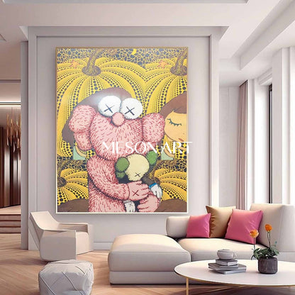 KAWS Pop Art KAWS and Yayoi Kusama Canvas Wall Art Art for Sale KAWS Paintings