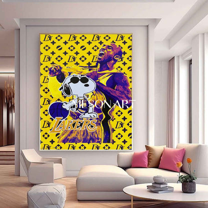 Kobe Bryant Portrait Pop Art Canvas Art Kobe Bryant Portrait Pop Cartoon Abstract Wall Decor Painting For Sale