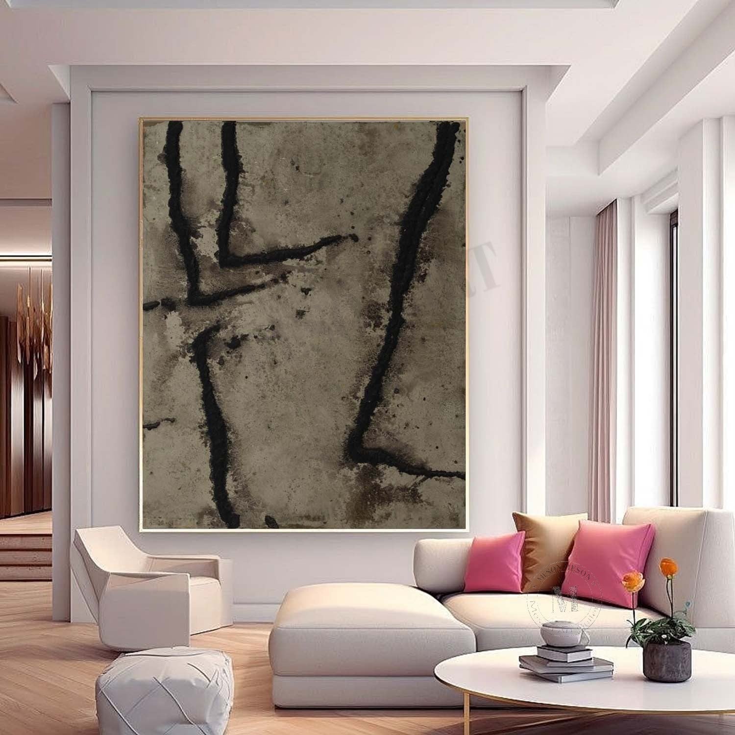 Large 3D Taupe Texture Paintings for Sale Taupe Abstract Canvas Wall Art Decor