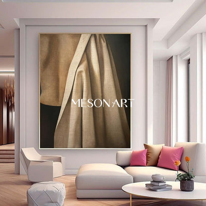 Hyperrealism Beige Shirt Painting Hyperrealism Beige Shirt Canvas Art Realistic Beige Shirt Wall Art Decor