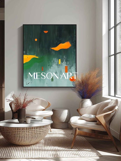 Large Modern Green Abstract Art for Sale Green Minimalist Textured Canvas Wall Art