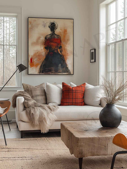 Abstract woman back view canvas art wabi-sabi wall art girl back view oil painting