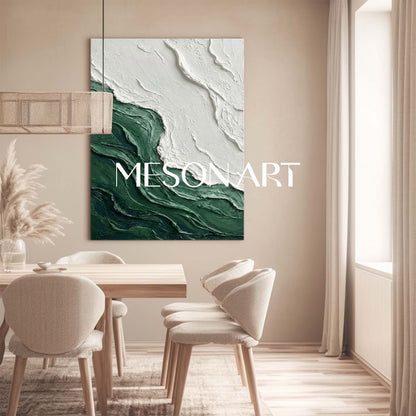 Sage Green Textured Abstract Beach Canvas Paintings Sage Green & Beige Coastal Art