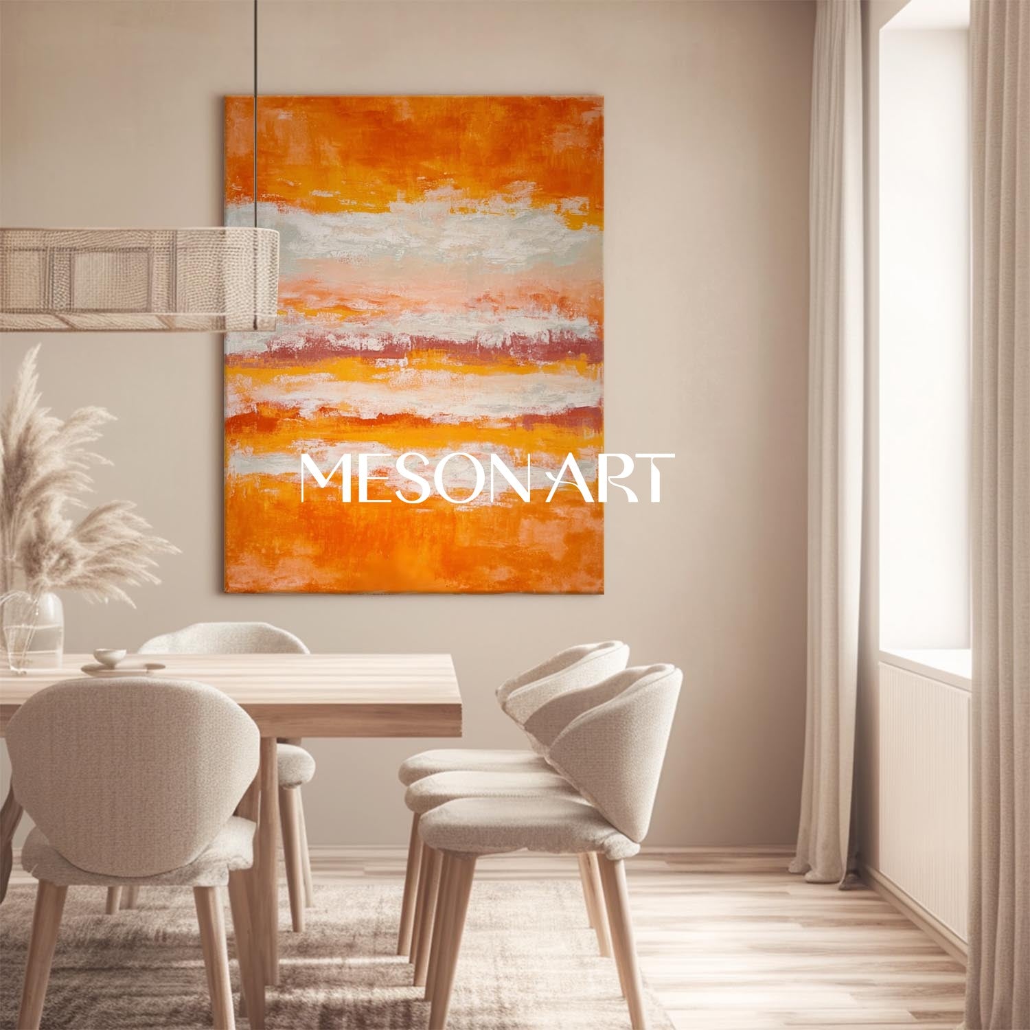 Fall Wall Art Abstract Painting with Autumn Colors for Home Decor