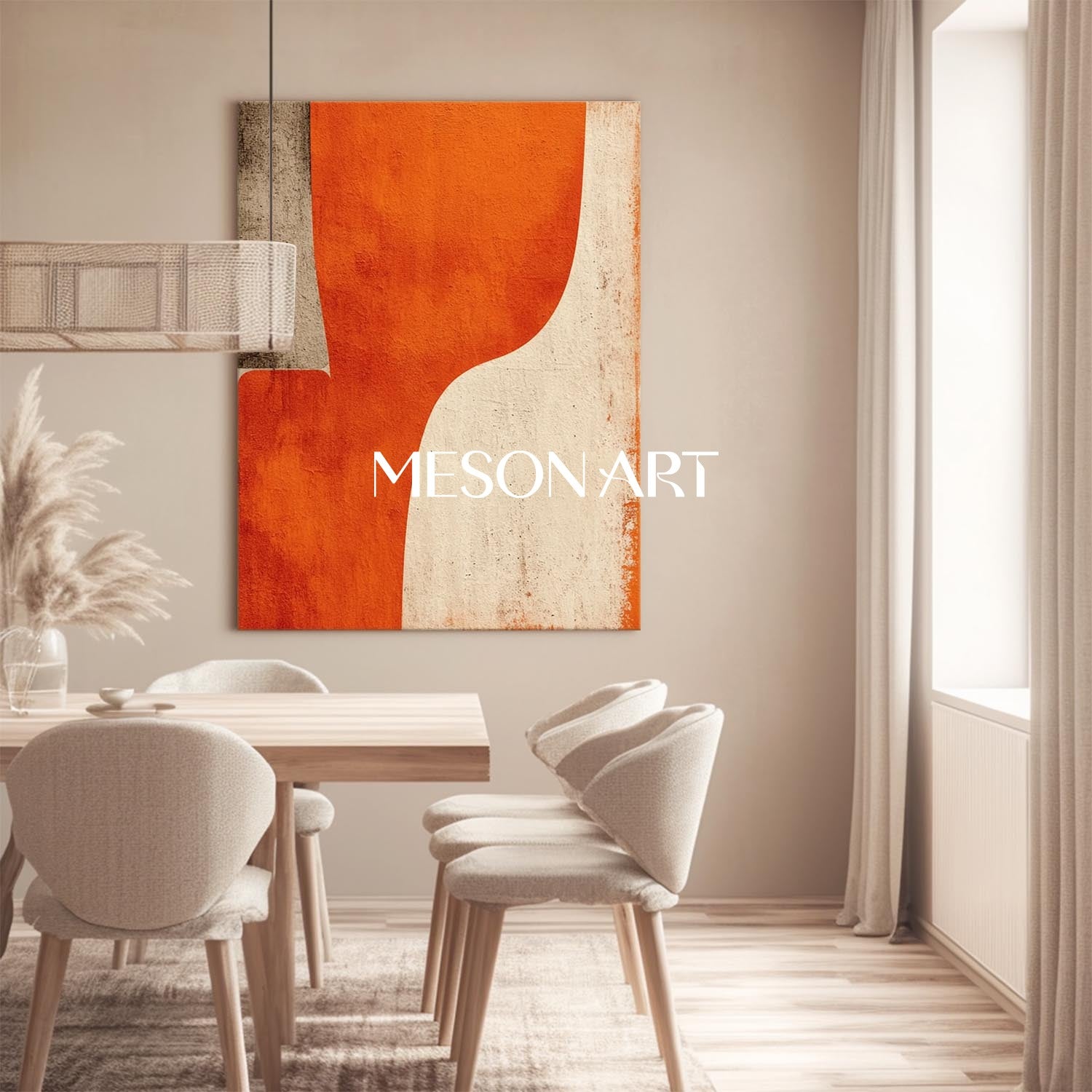 Modern Abstract Wall Art Minimalist Orange Geometric Abstract Painting