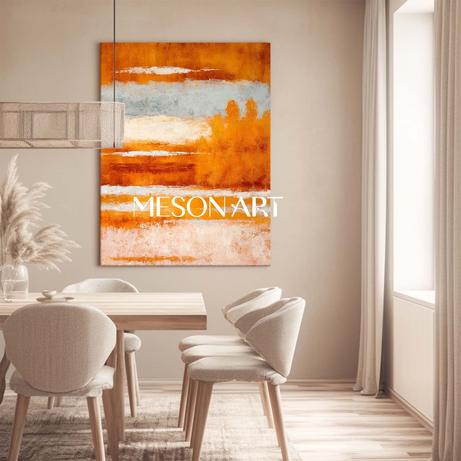 Autumn Colors Abstract Painting Modern Fall Canvas for Living Room