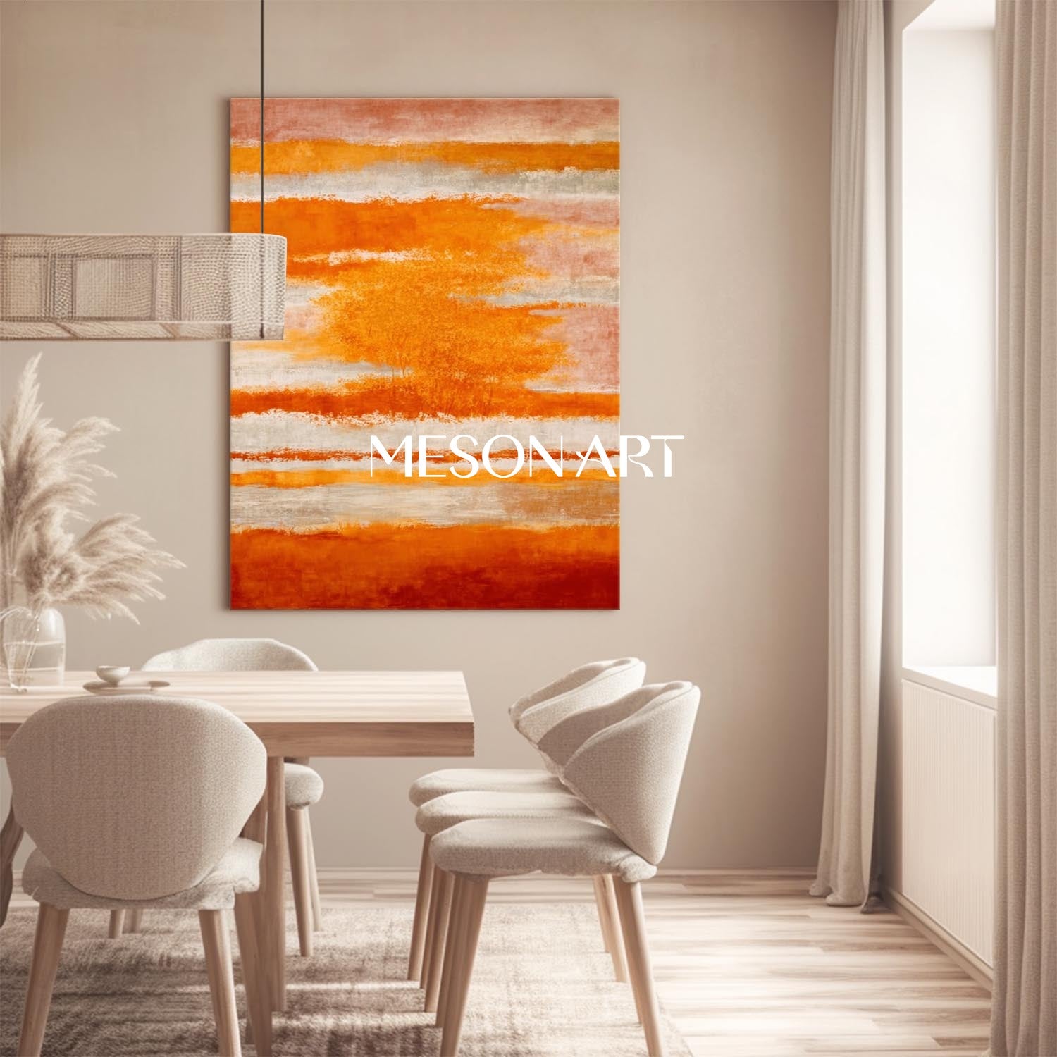 Fall Art Abstract Painting Large Wall Decor for Autumn Colors Home