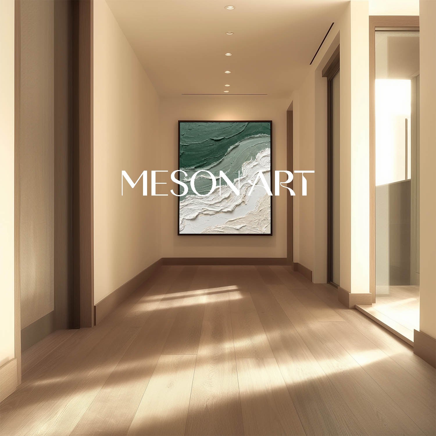 Sage Green & Beige Coastal Art 3D Textured Abstract Beach Canvas Paintings