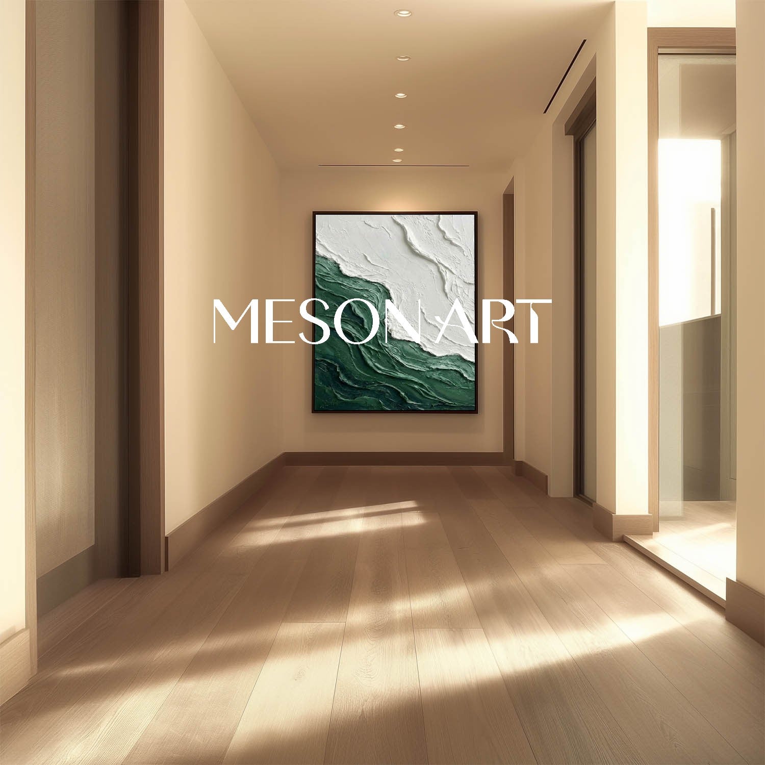 Sage Green Textured Abstract Beach Canvas Paintings Sage Green & Beige Coastal Art