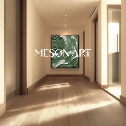 Dark Green Wall Art Emerald Green Canvas Heavy Texture Painting