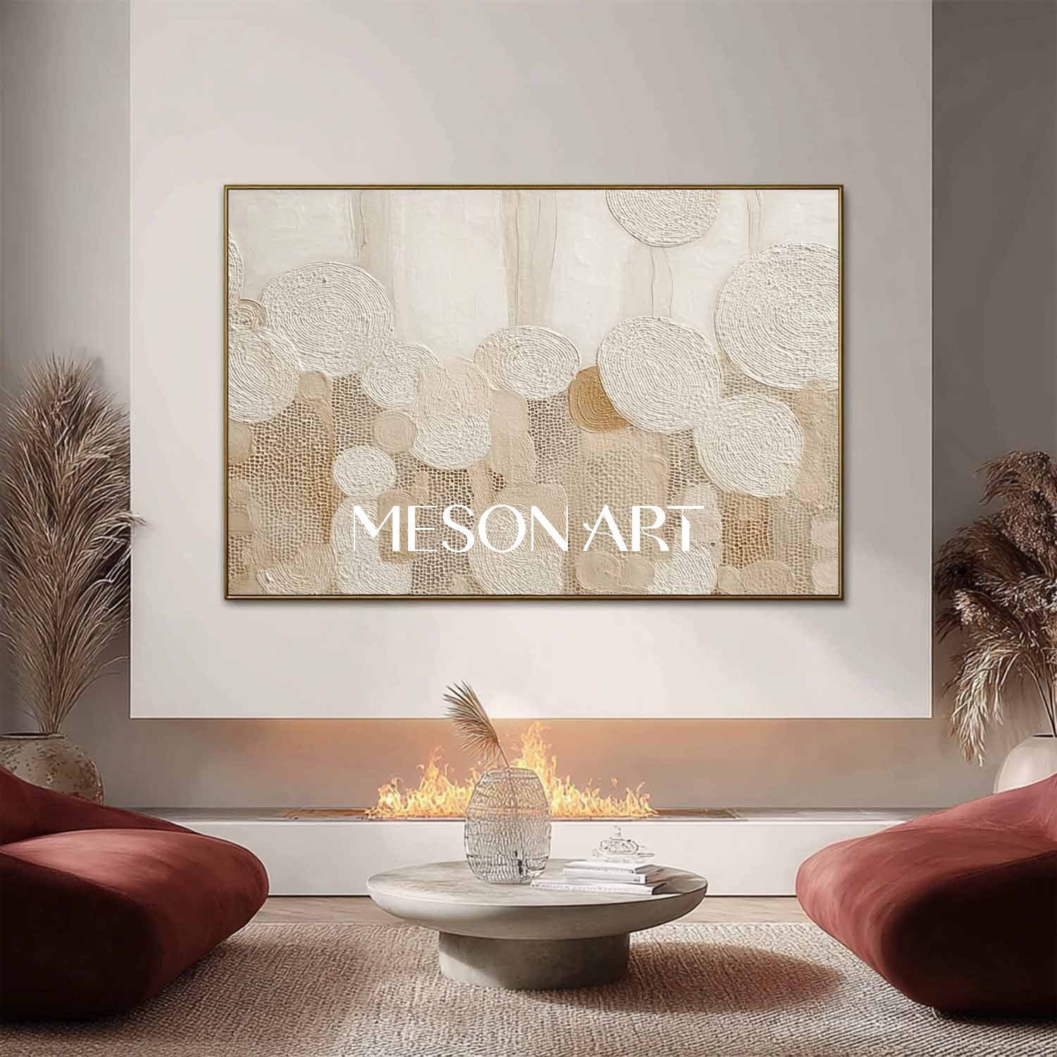 Beige Bohemian Framed Art – Perfect for Living Room and Bedrooms