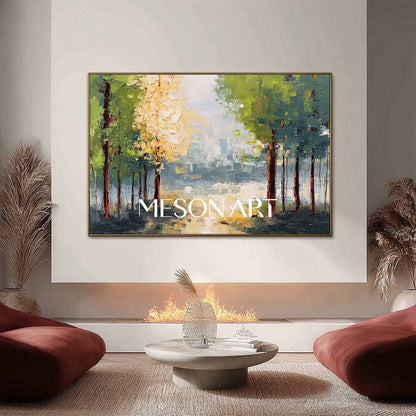 Autumn Landscape Art Original Fall Painting for Stylish Interior Design