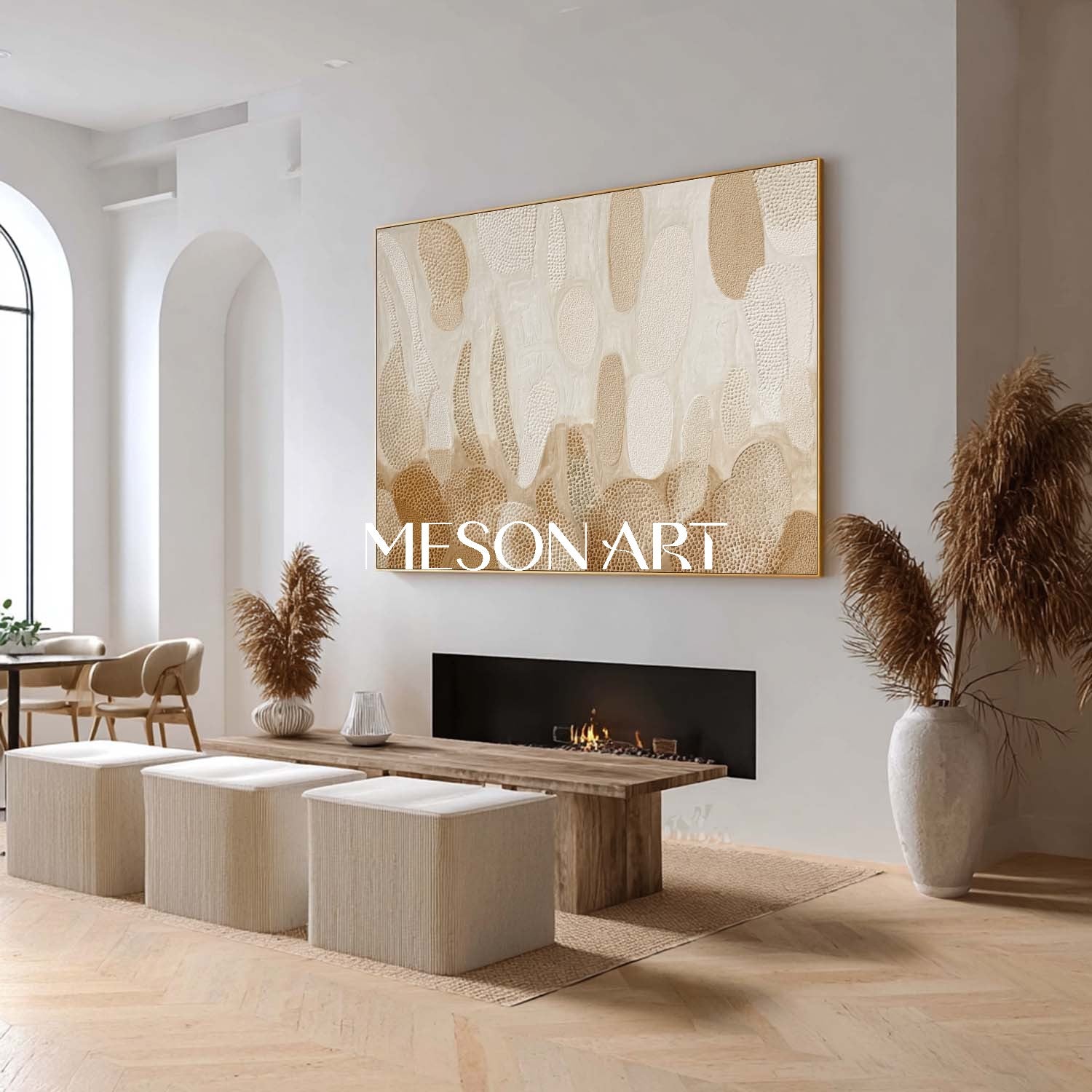 Beige Framed Bohemian Art – Handcrafted Canvas for Every Room