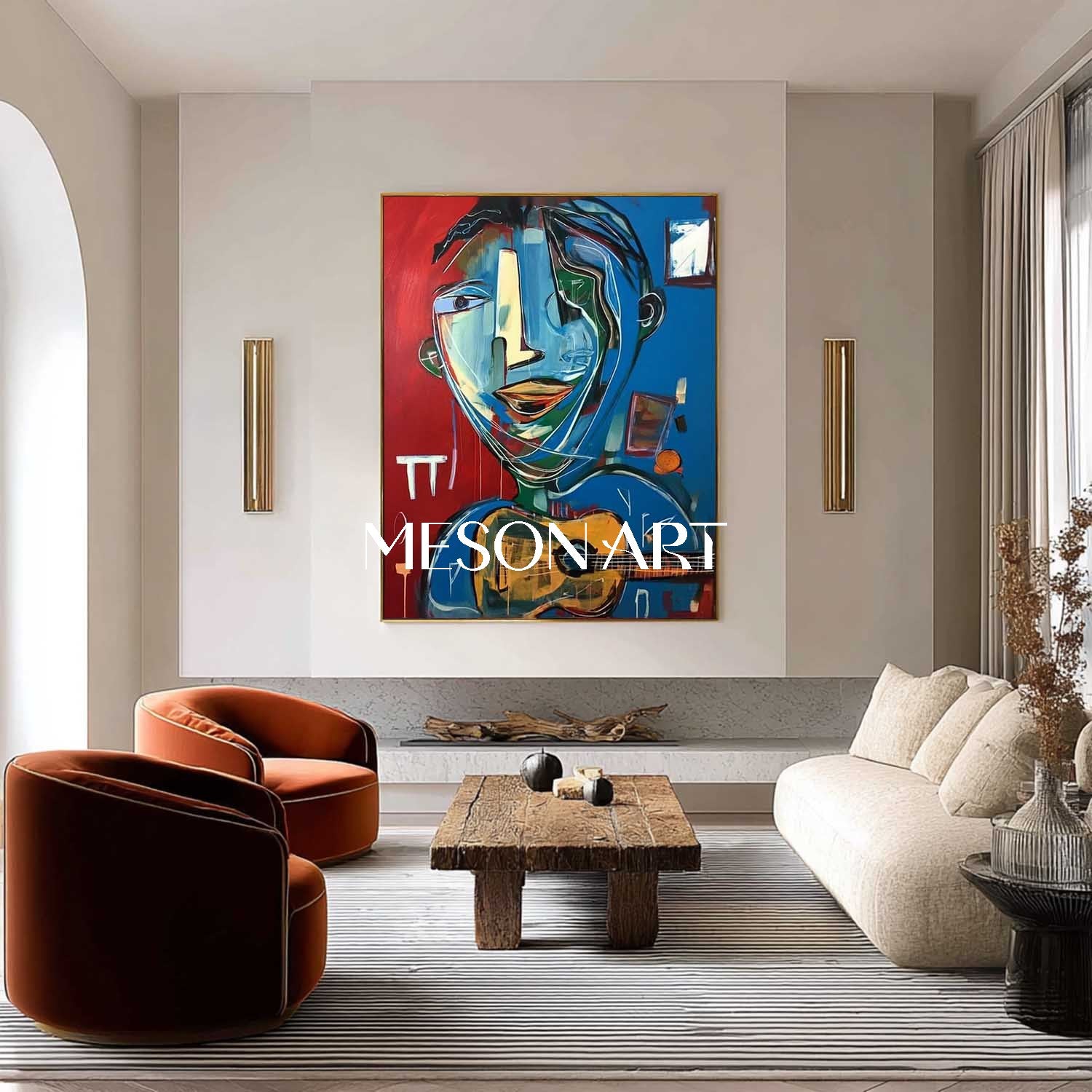 Guitarist Graffiti Abstract Canvas Art Picasso Original Graffiti Painting