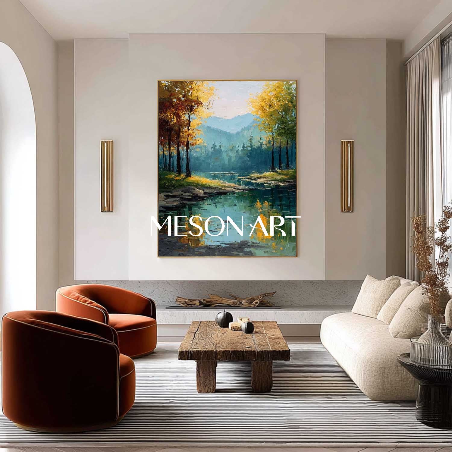 Vibrant Autumn Scene Canvas Unique Artwork for Your Living Room Walls