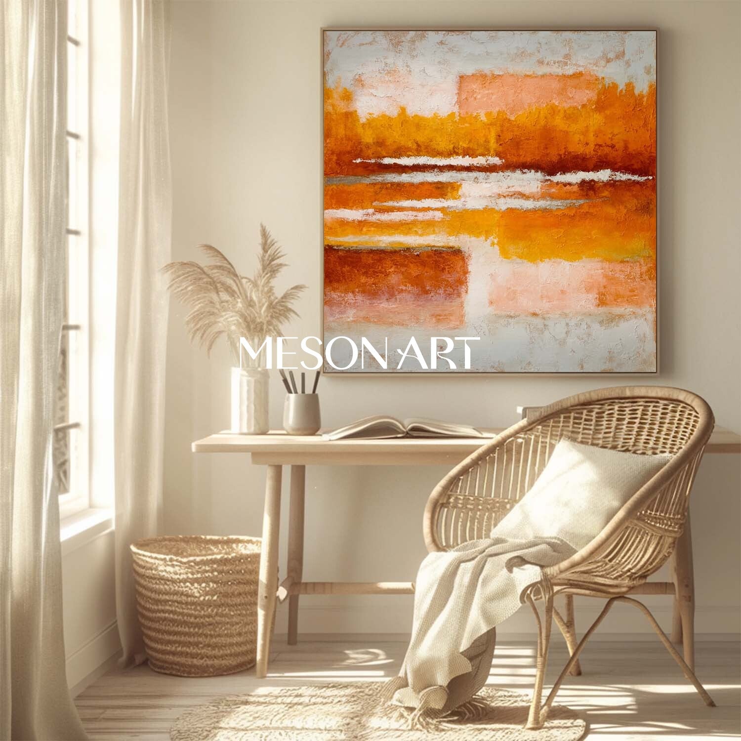 Abstract Fall Wall Art Autumn Color Large Textured Landscape Canvas