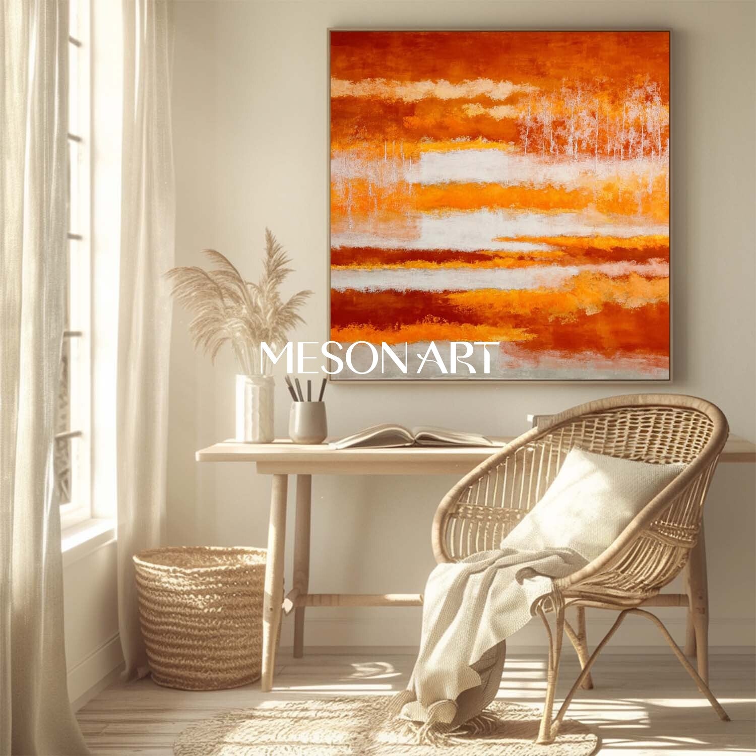Autumn Abstract Painting Large Textured Canvas with Fall Colors