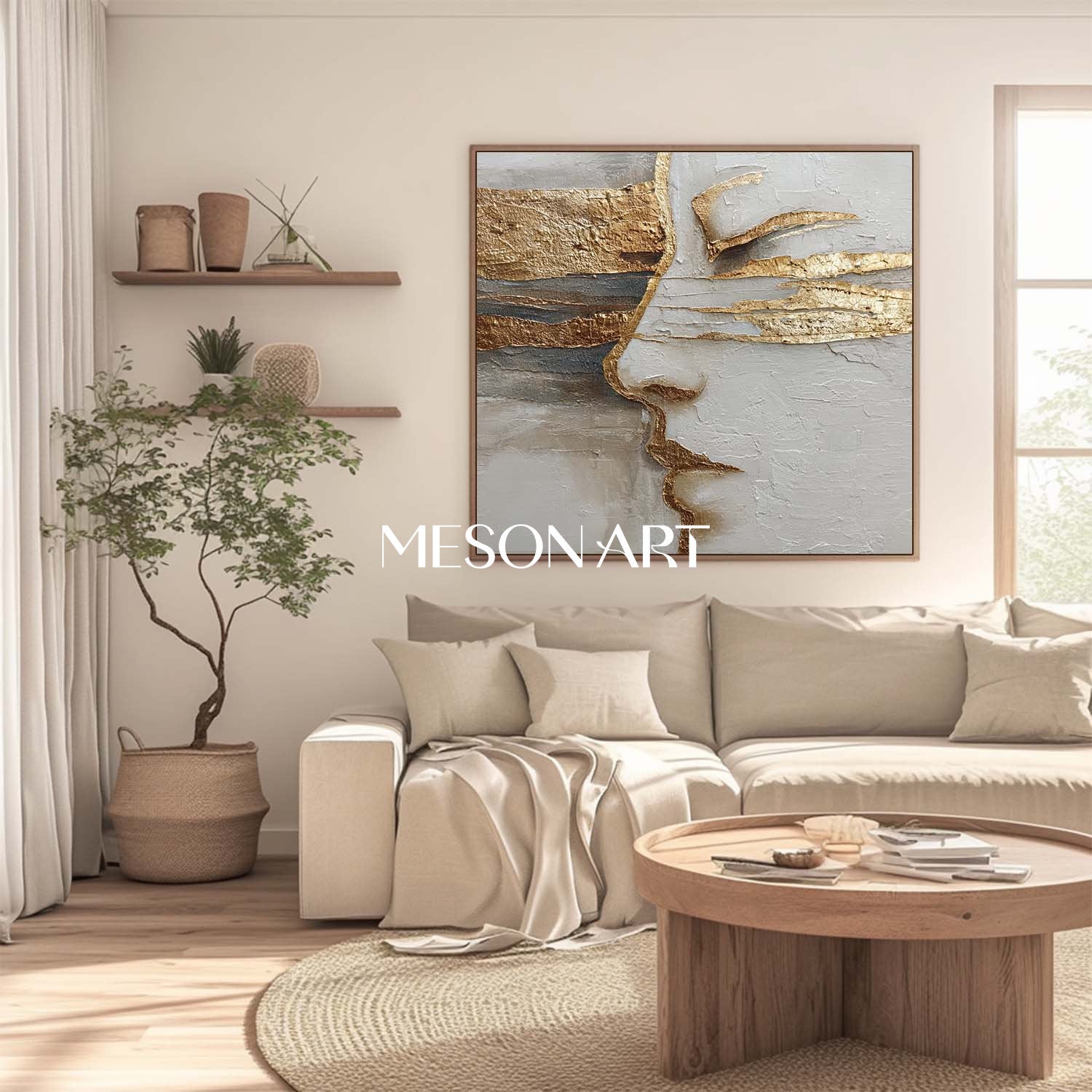 Gold and Gray Abstract Textured Wall Art Modern Textured Canvas for Home Décor